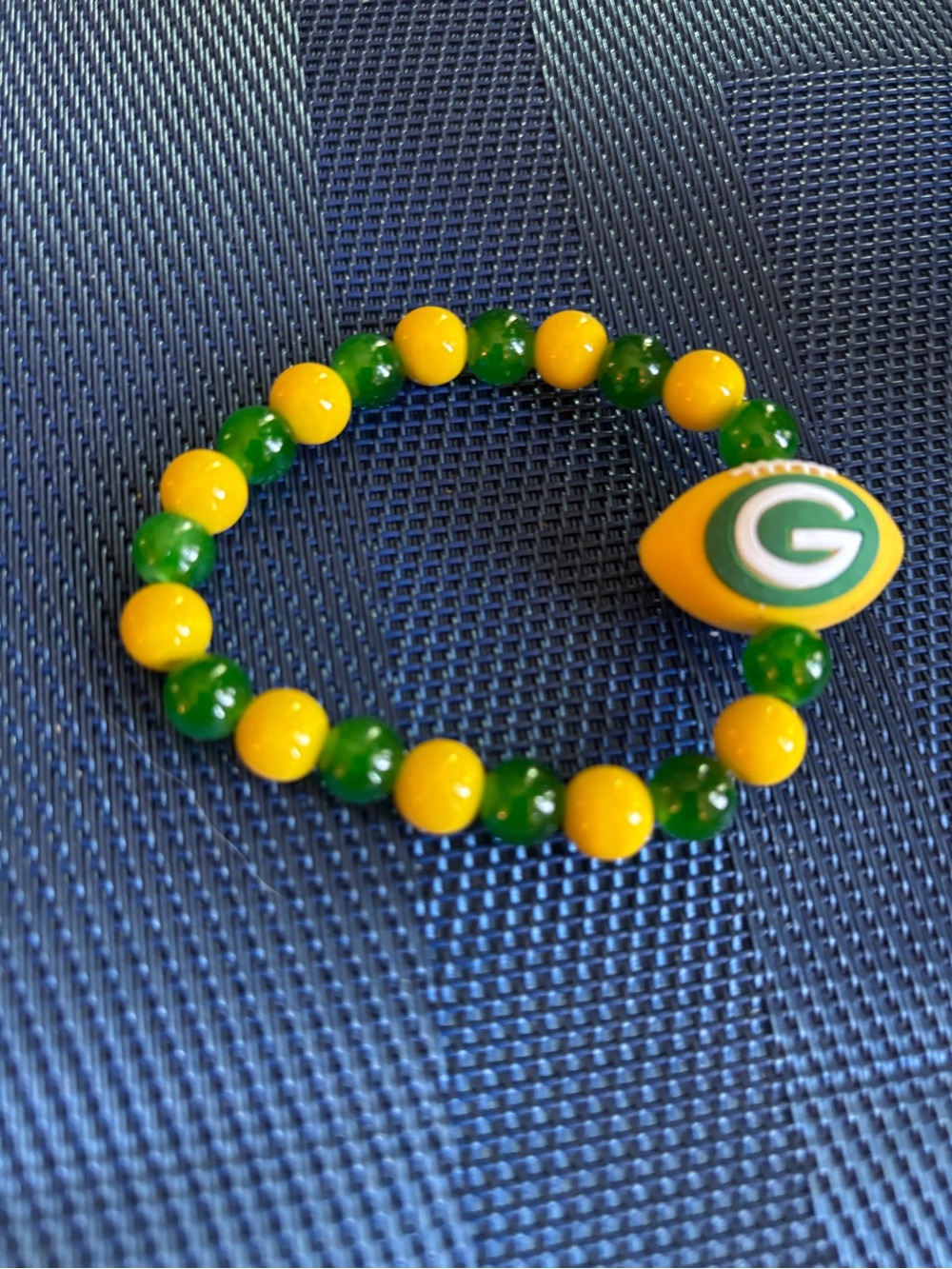 Green and Yellow Beaded Kids Bracelet with G Logo Charm